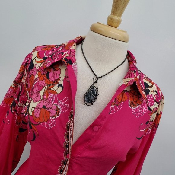 Chico's Pink Floral Button Down Shirt - Picture 5 of 14